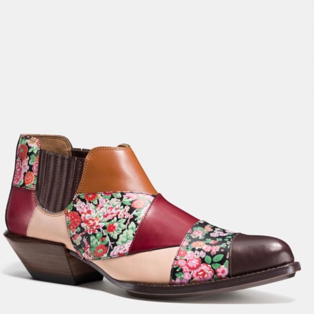 Coach patched work leather bootie size 5B
